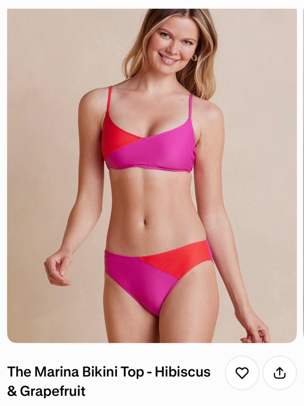 summersalt Colorblock Bikini Set in Hibiscus & Grapefruit
